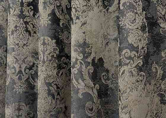 Шторна тканина "Льон Преміум" Туреччина колір чорний з бежевим 1694ш Київ