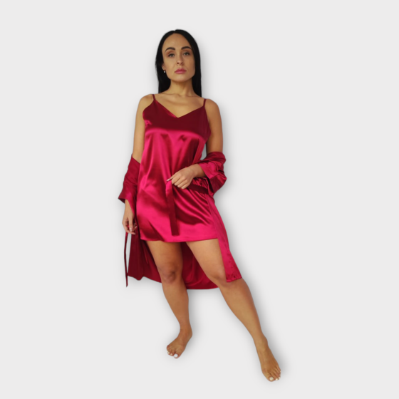 Комплект ночная рубашка с халатом Бордовый XL Харьков