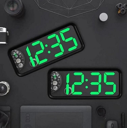 Цифровий настільний годинник DT-6508 з зеленим LED-підсвічуванням, будильником і термометром (7143) Київ - фото 3