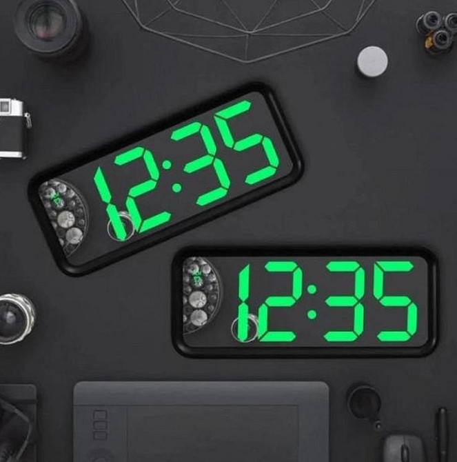 Цифровий настільний годинник DT-6508 з зеленим LED-підсвічуванням, будильником і термометром (7143) Одеса - фото 3