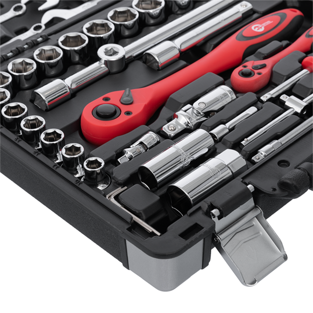 Набір інструментів, проф., 1/2" + 1/4", 61 од., головки: 4-32 мм, ключі: 8-19 мм, кейс INTERTOOL ET-6061 Київ - фото 4