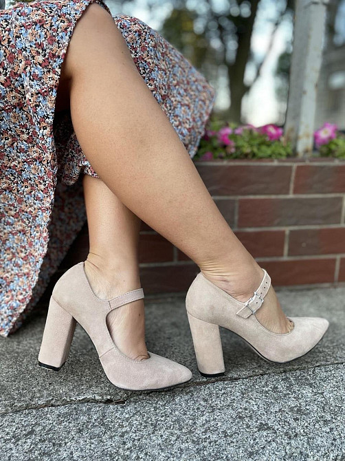 Туфлі жіночі SEE SEVEN пудра натуральна замша каблук 10 см 36р.38р. (3534) Коломия - фото 4