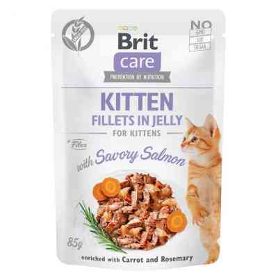 Влажный корм для кошек Brit Care Cat pouch для котят 85 г (пикантный лосось в желе) (8595602540594) Винница
