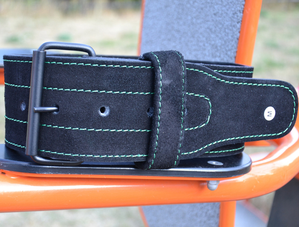 Пояс для важкої атлетики MadMax MFB-301 Suede Single Prong шкіряний Black/Green L Київ - фото 6