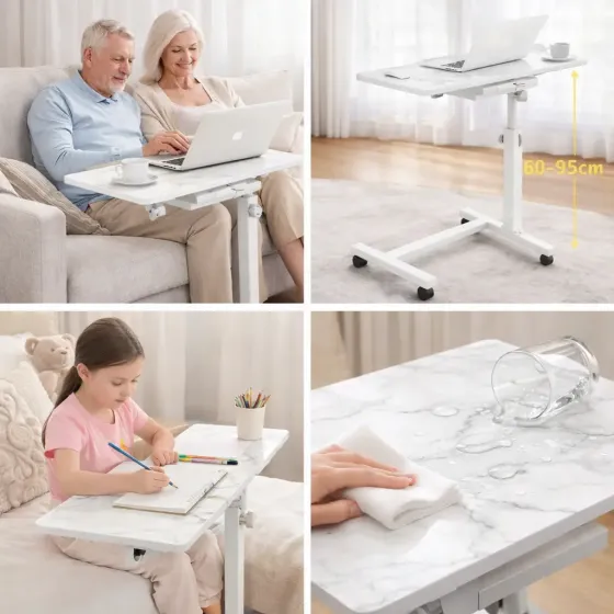 Мраморный стол DASH-64200 для ноутбука на колесиках с регулировкой высоты 60*40*59-89см Коломия