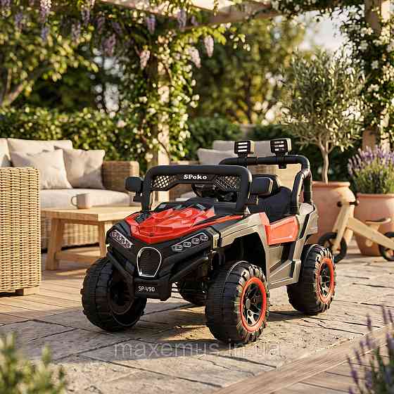 Детский электромобиль багги Spoko SP-V90 Красный двухместный с пультом управления 12V для детей 2-8 лет Мостиска