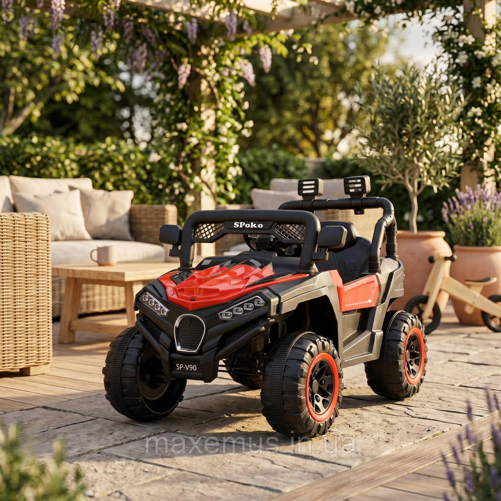 Детский электромобиль багги Spoko SP-V90 Красный двухместный с пультом управления 12V для детей 2-8 лет Мостиска - изображение 6
