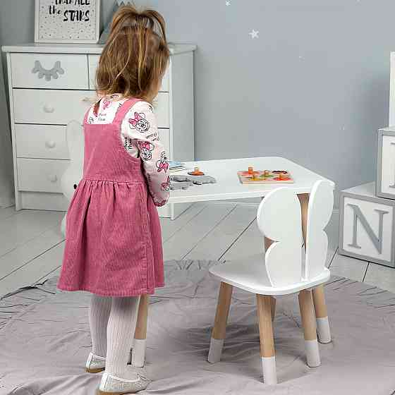 Стіл прямокутний 46х60х45 і стілець метелик 26х26х24, столик та стільчик для дівчинки до 7 років, білий Київ