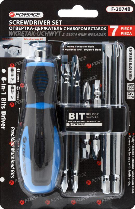 Викрутка-тримач переставна з комплектом біт (L65мм PH1-5mm, PH2-6mm, L110мм PH1-5mm, PH2-PH2mm, L127, PH2, Одесса - изображение 2