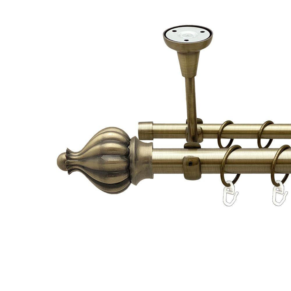 Карниз Orvit Таджа металевий дворядний відкритий до стелі гладка труба кільце металеве Антик 25\16 мм 160 см (00-00018550) Львів - фото 1