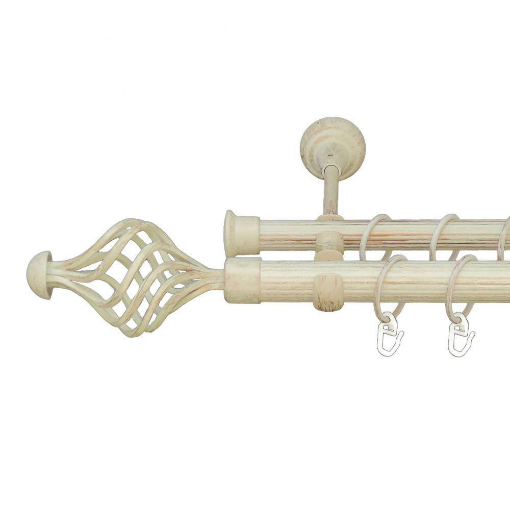 Карниз Orvit Арезо металевий дворядний відкритий рифлена труба кільце металеве Біле Золото 25\19 мм 200 см (6951227) Львів - фото 1