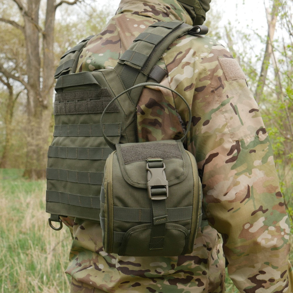 Подсумок-аптечка (быстрый сброс) Kiborg GU Cordura Khaki. Отрывной медицинский подсумок аптечка Киев - изображение 7