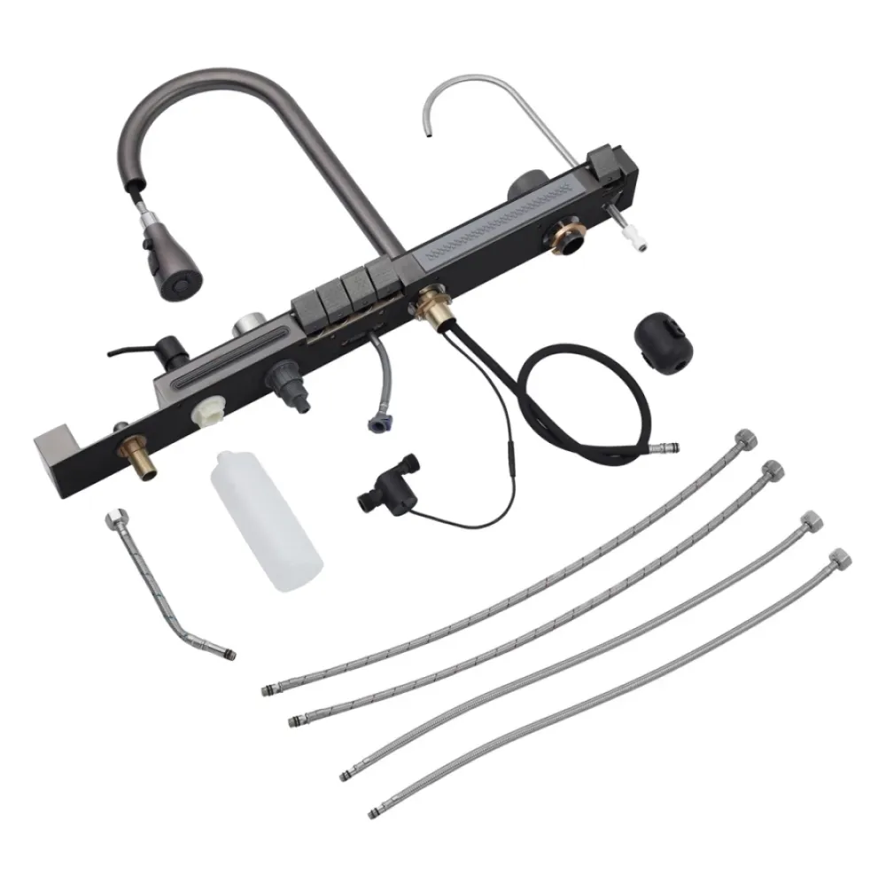 Кухонная мойка Kroner KRP Schwarze - SET7546ARTHM PVD (3.0/0.8 мм) в комплекте со смесителем, черная Киев - изображение 9