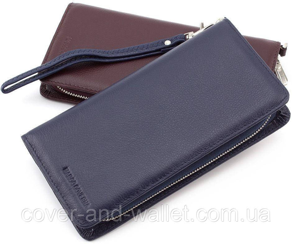 Синий кожаный кошелек на молнии с блоком для карточек Marco Coverna MC 6056 Киев - изображение 1