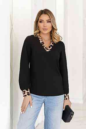 Блуза жіноча з довгими рукавами "Briana" | Норма і батал Чорний, 46-48 Київ