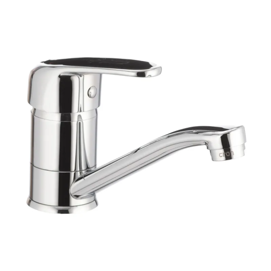 Смеситель для умывальника Cron Magic 004 с изливом 15 см и черной ручкой (CR0107) Харьков