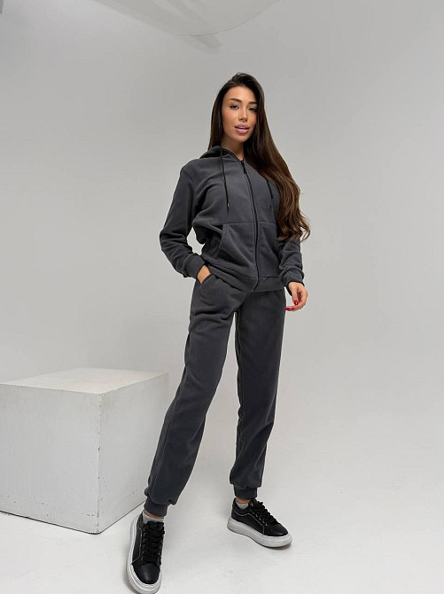 Жіночий повсякденний теплий костюм на флісі двійка Графіт, 50/52 Одеса - фото 1