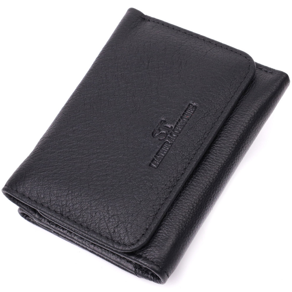 Жіночий шкіряний гаманець з монетницею чорний (ST Leather) Київ - фото 19