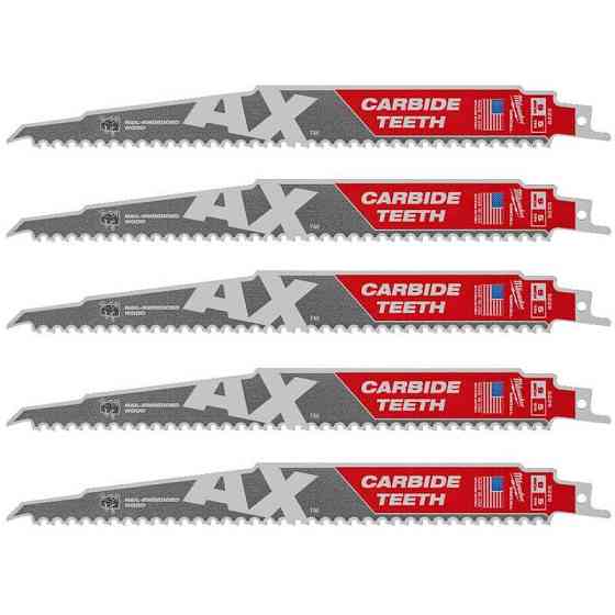 Полотно для сабельных пил AX CARBIDE MILWAUKEE, 230х5мм, (5шт), (деревина с гвоздями) Одесса