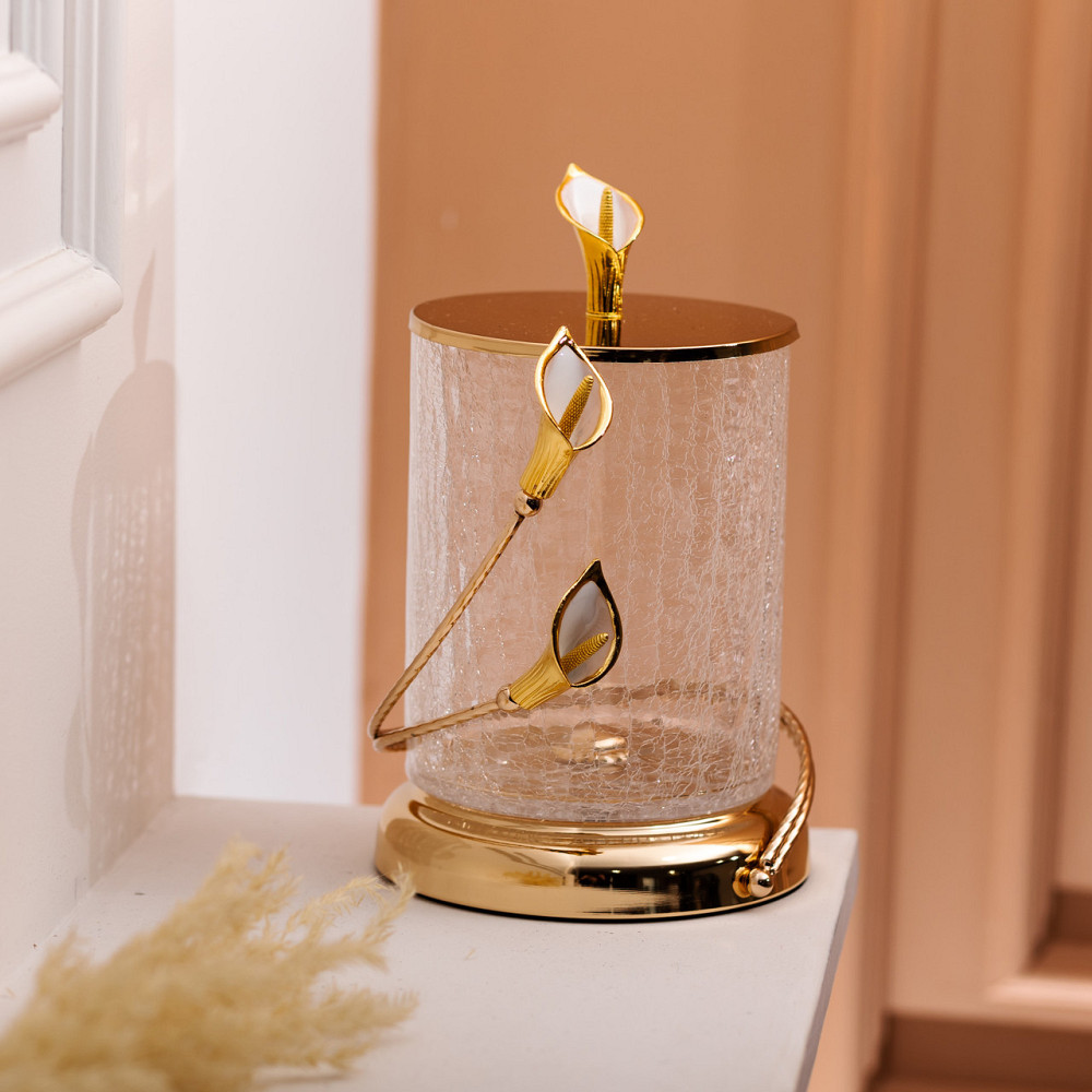 Конфетница стеклянная 14×23 см с цветочным металлическим декором конфетница с крышкой HP-7-6 Киев - изображение 4