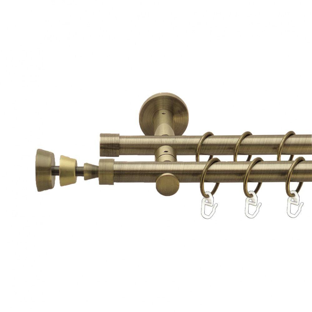 Карниз Orvit Піраміса металевий дворядний реверсивний гладка труба кільце металеве Антик 19\19 мм 300 см (00-00013395) Львів - фото 1