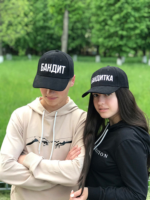 Парні кепки/блоки з принтом — "Бандит/ Бандитка". Чернівці - фото 2