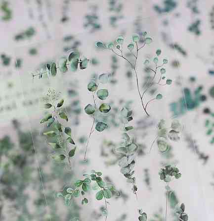 Набор декоративных наклеек листья 6 листов, прозрачные наклейки растения для скрапбукинга и декора Киев