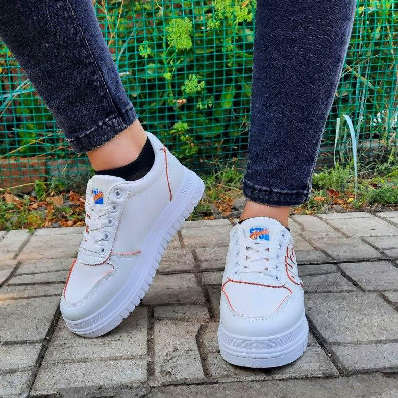 Женские Кроссовки Белые Слипоны Мокасины (размеры: 36,37,38,39,40) Днепр - изображение 6