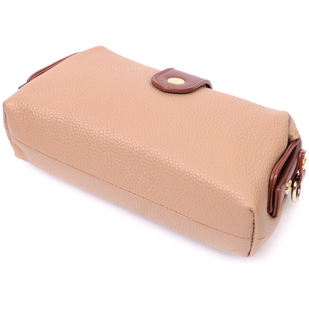 Женский кожаный клатч с защелкой для карт купюр и телефона Vintage 22423 Бежевый Киев - изображение 13
