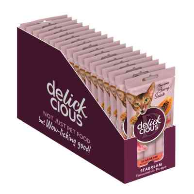 Лакомство для котов Delickcious Дорада с добавлением папаи 4 х 15 г (4820269141612) Винница