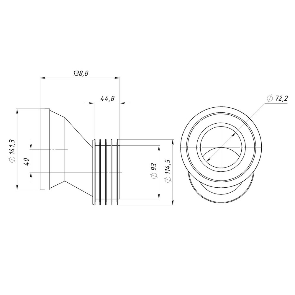 Патрубок OPTIMUM для унітазу зі зміщенням 20 мм з ущільненням D115 L120 мм OPTI 60115/120 (000031821) Київ - фото 5