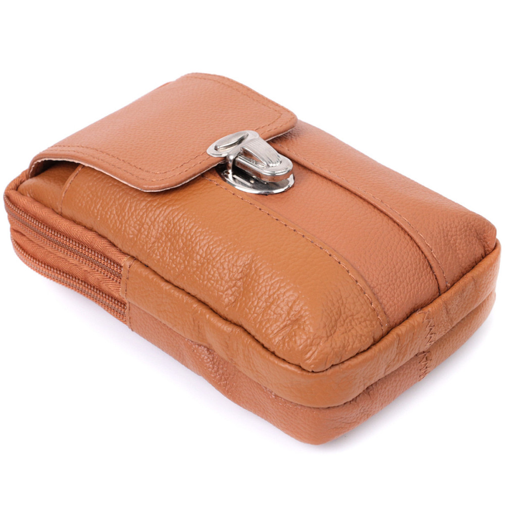 Мужская сумка на пояс на два отделения из натуральной кожи Рыжий (Vintage) Киев - изображение 10