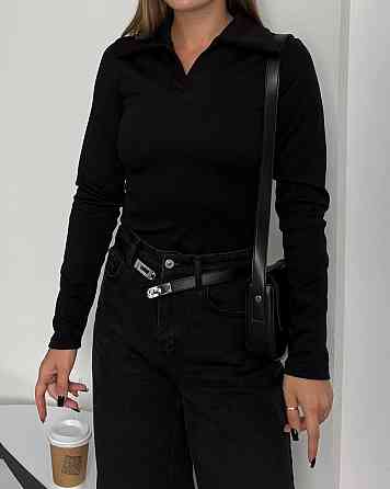 Женский базовый теплый гольф Рубчик на флисе с начесом Черный, 44/46 Одесса