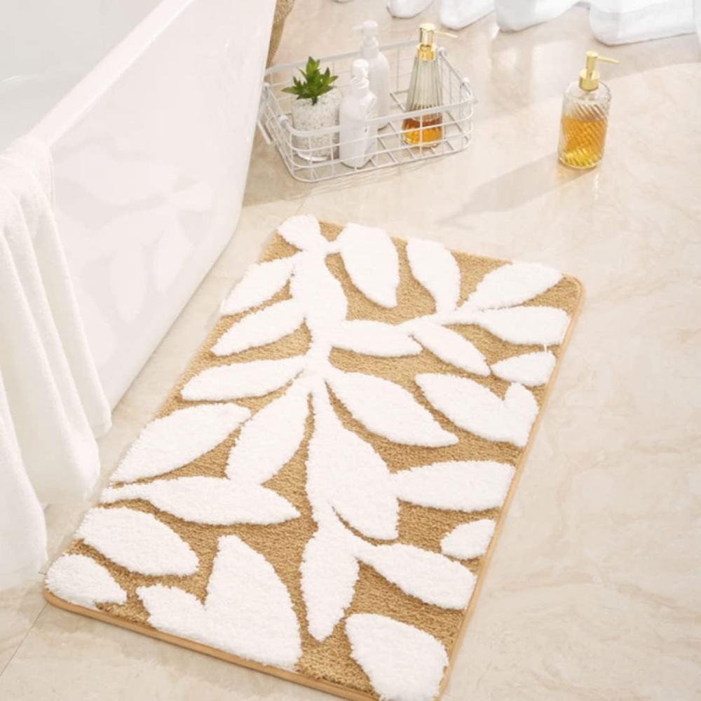 Коврик для ванной и душа коврик для ног в ванную комнату,микрофибра,атискользящий 40х60 см,жёлтый с листьями Каменец-Подольский - изображение 3