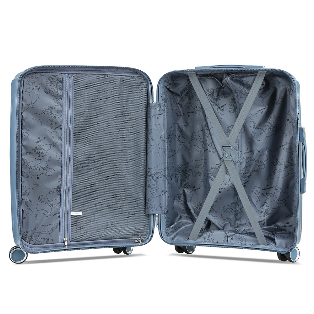 Чемодан полипропиленовый MADISSON 51103 малый 55 см серо-синий Киев - изображение 10