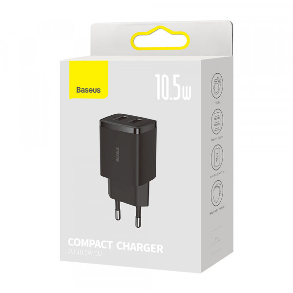 Зарядний пристрій 2xUSB 10.5W (USB-A) Чорний Baseus (CCXJ010201) Киев - изображение 8
