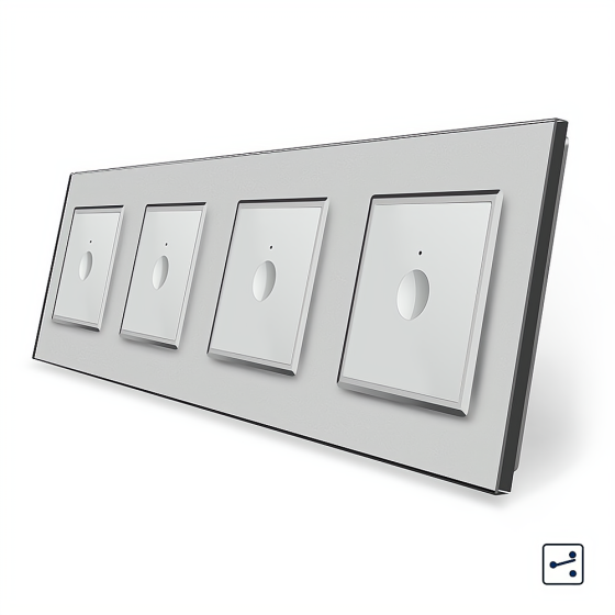 LIVOLO Сенсорний прохідний/перехресний вимикач Sense 4 сенсора (1-1-1-1) Livolo сірий скло (VL- Коломия