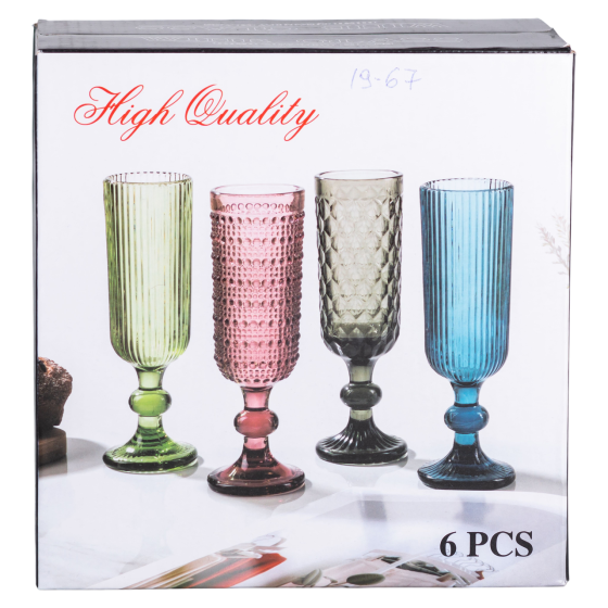 Набір келихів для шампанського 6 штук 160 (мл) Блакитний HP-19-67 Коломия