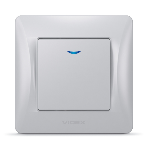 BINERA срібний шовк Вимикач внутрішній 1кл з підсвічуванням Videx Житомир - фото 1