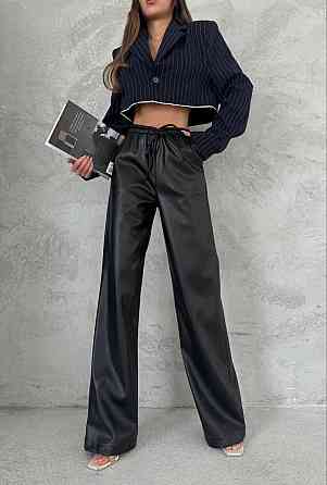 Женские трендовые теплые брюки из экокожи на флисе 48/52 Одесса