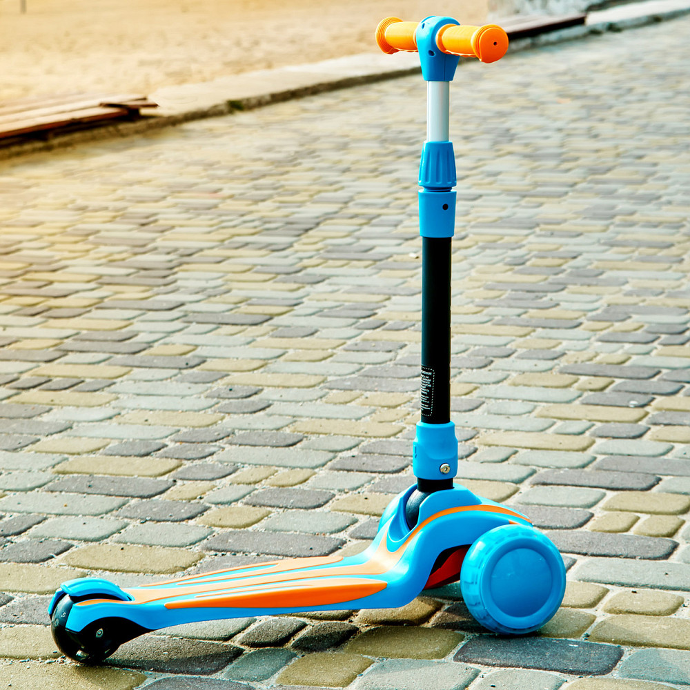 Детский складной трехколесный самокатSPORT KIDS 2585 с подсветкой колес Голубой Каменец-Подольский - изображение 2