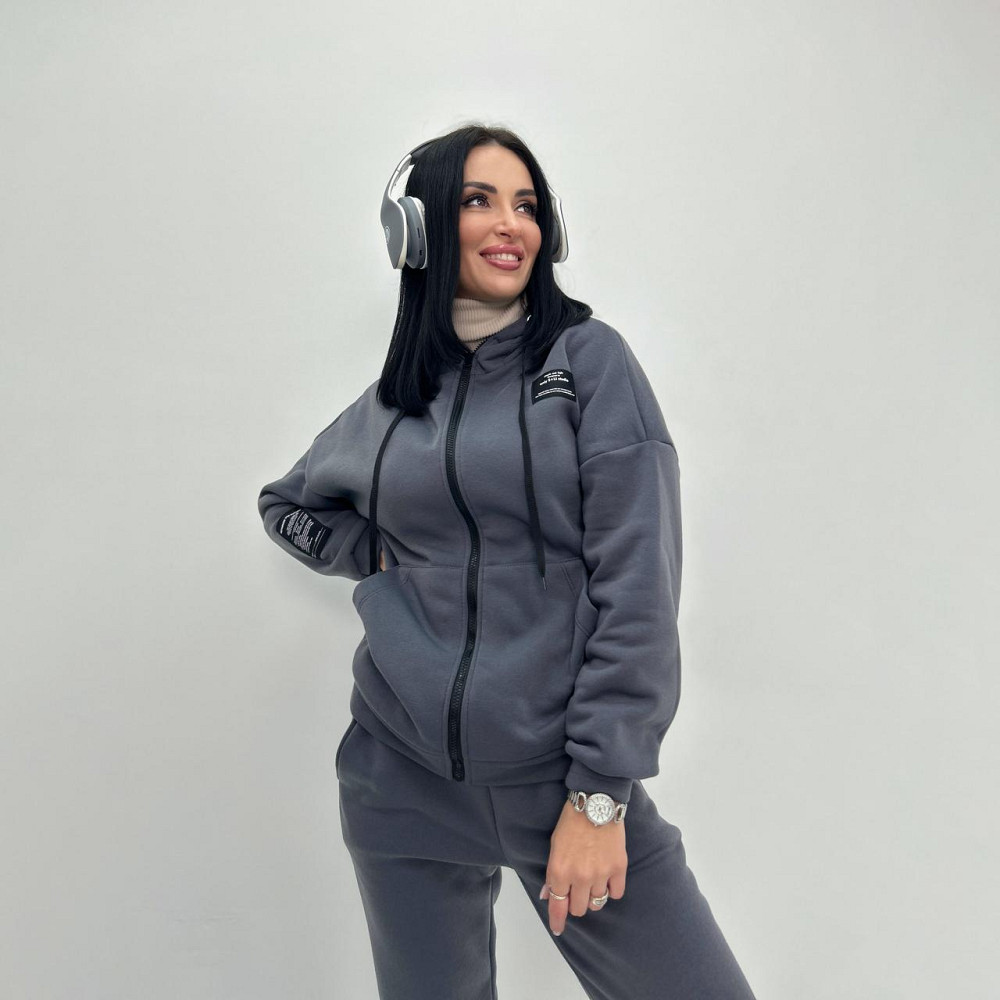 Жіночий спортивний костюм з нашивками "Walker" оптом | Норма Графіт, 42-44 Київ - фото 3