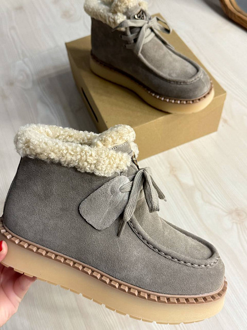 Ботинки женские Hengji 68-5 замшевые на меху с опушкой бежевые, 40, 25 см Киев - изображение 12