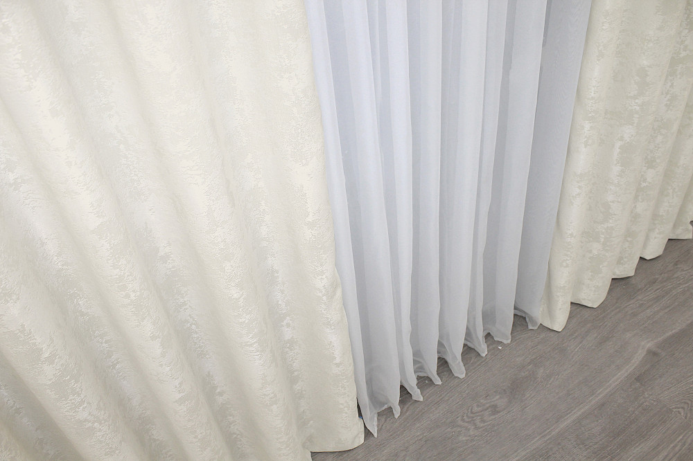 Комплект готових штор VR-Textil Жакард Sultan YL № 1294ш Молочний 150х270 см 2 шт (33-0142) Київ - фото 7