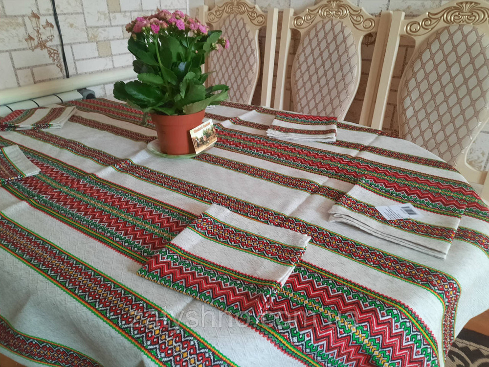 Вишита скатертина з серветками на великий стіл Київ - фото 4