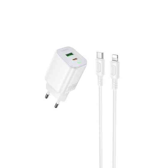 Мережевий зарядний пристрій з кабелем BOROFONE BAS83A Star PD20W+QC3.0 charger set (C to iP) (EU) White Одеса