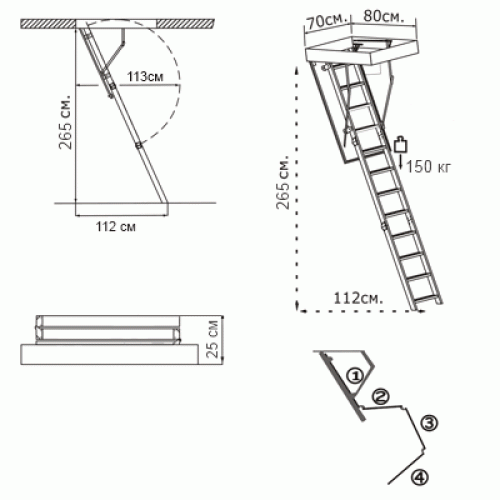 Комбинированная лестница на чердак Oman Mini Termo Львов - изображение 2