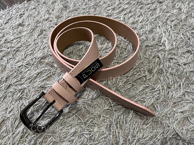 Женский бежевый брючный ремень из гладкой кожи высокого качества 30мм PS Leather Киев - изображение 2
