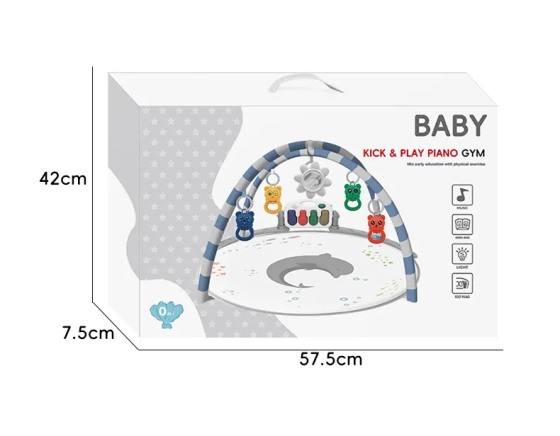 Детский игровой коврик с пианино, подвесными игрушками, развивающий коврик в сером цвете Каменец-Подольский
