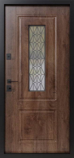 Двері вхідні SARMAK Люкс термо Геліос  дерев'яна панель ArWood Ral 7016 Орех / Горіх Світлий 960x2040 мм праві Київ - фото 2